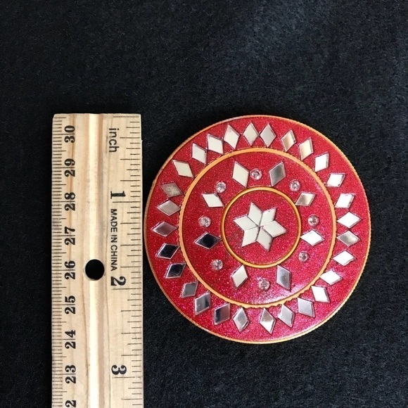 Four small compact makeup purse mirrors Red Glitter Diamond Crystals Hearts - Picture 6 of 16